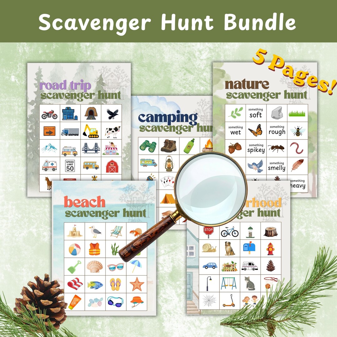 Scavenger Hunt Bundle Digital Download Template | Canva Bucket List ...