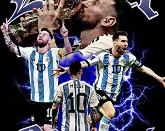 Messi design, Argentina World Cup 2026, Argentina World Cup halftone PNG digital file, black t-shirt or textile, Lionel Messi