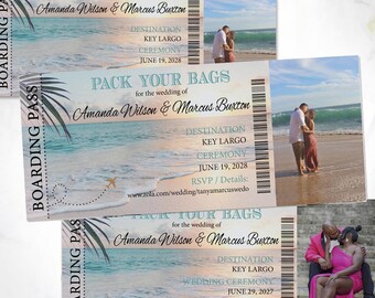 Boarding Pass Ticket Passport Wedding Save the Date Wedding Reception Elope Invitation Destination Beach Travel passport Disney cruise