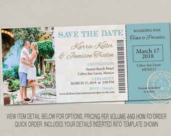 boarding pass ticket wedding save the date wedding reception etsy