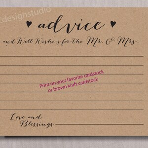 Wedding Day Advice for the Mr and Mrs Card Instant Download DIY Do It Yourself Printable Digital File pdf Bride and Groom Newlyweds