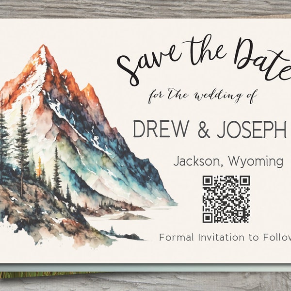 Rustic Trees Woods Wedding Save The Date Magnet Card Mountains Camping forest lake mountains lake camp lake Colorado Montana Wyoming