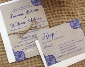 Lacy Navy Lace Wedding Invitations Invites Magnets Cards Rsvp Rustic Lace Country Corners Beach Burlap Maroon Navy Peach Pink