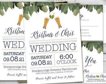 Brewery Beer Winery Rustic Wedding Invitations Invite Country Rustic Boho Alcohol Winery Vintage Navy HOPPS printable