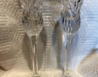 Vintage Crystal Candle Holders Tulip top from Germany Princess House, Candlesticks, set of two table decor pristine