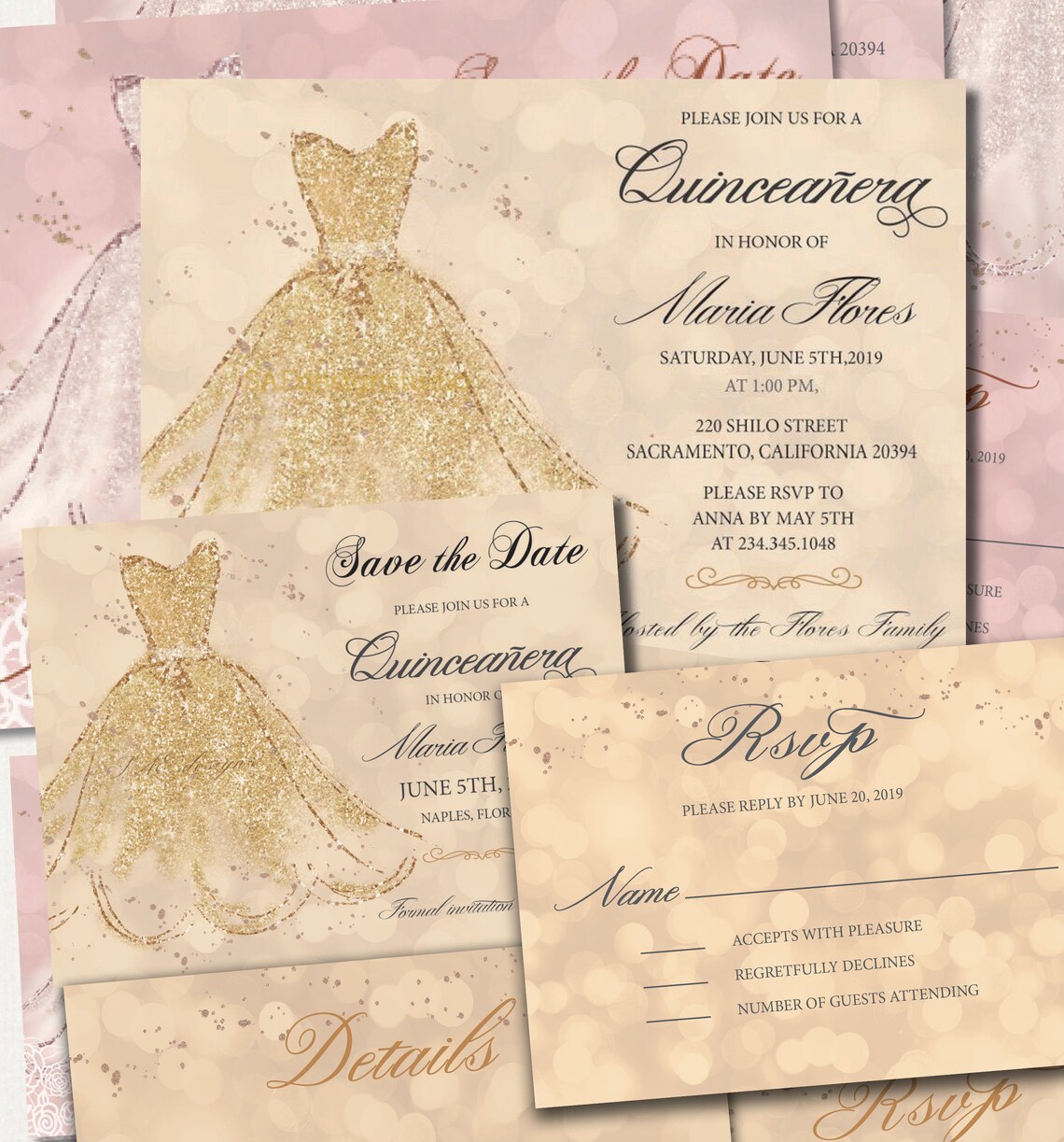 Quinceanera Sweet 16 Save The Dates Photo Cards Girls Etsy