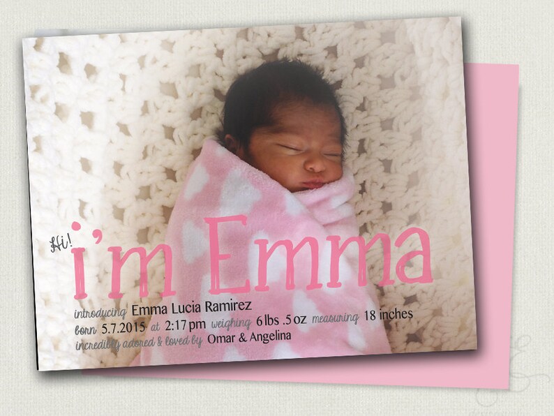 Baby Birth Photo Announcement Announcements Photo Cards Etsy