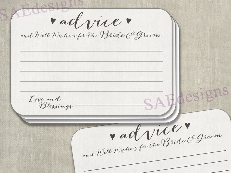 Floral Advice Cards For Wedding – Pack Of 50, 5x7 Inches, Blank Back, Guest Game Activity - View #3