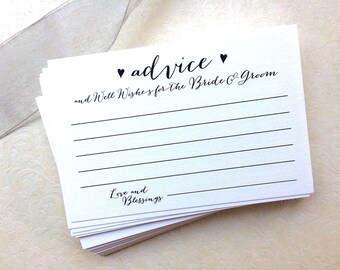 50 Wedding Advice Cards for the Bride and Groom Newlyweds Printed Cards Well Wishes Words of Wisdom Marriage Reception Mr Mrs Comment
