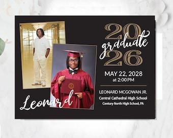 Graduation Invitations Announcements Cards Magnets Wedding Save the Date 2 3  photo Birthday Photo Magnets gold black navy any color