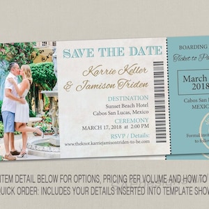 wedding boarding Pass Ticket Passport Wedding Save Date Elope Invitation Card