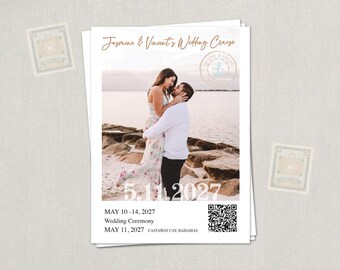 Wedding photo Cruise Travel save the date cards magnets invitations destination
