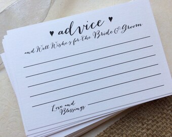 50 Wedding Advice Cards for the Bride and Groom Newlyweds Printed Cards Well Wishes Words of Wisdom Marriage Reception Mr Mrs Comment