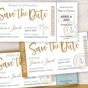 Boarding pass save the date Passport Wedding Destination Travel boarding pass any color invitations rsvp  invitation cruise beach