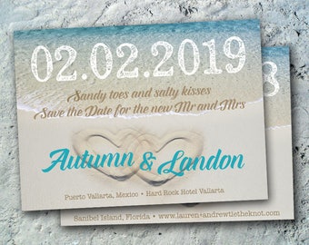 Vintage Beach Postcard Save the Date: Tropical Wedding Invitation birthday beach