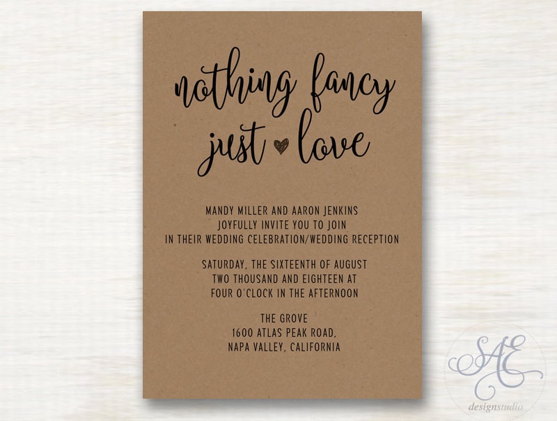 Kraft Wedding Evening Invitations & Envelopes Love Hearts 1 Pack Of 8 