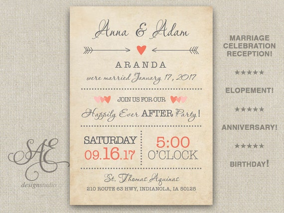 Wedding Invite Elopement Reception Invitations Invite Etsy