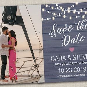 Navy Pink Blush GREY Rustic Wedding Save The Dates Photo Magnets Postcards cards gold beach calendar country destination floral pink