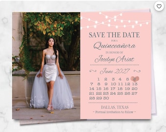 Quinceanera Save The Dates Sweet 15 16 Photo Magnets Calendar gold pink silver black Save the dates