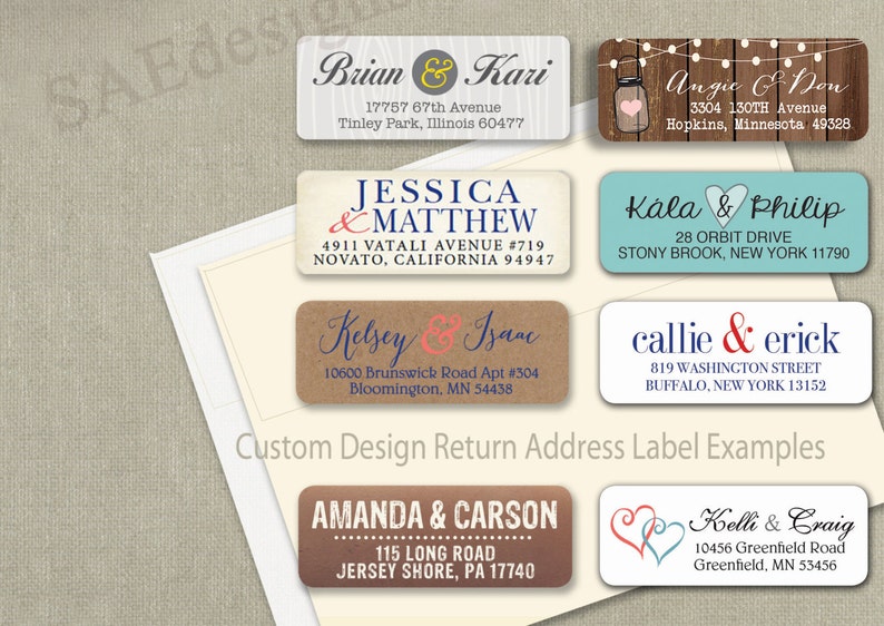 120 Wedding Matching Design Return Address Labels for Save the Date Thank You Cards Magnets Postcards Invitations Invites