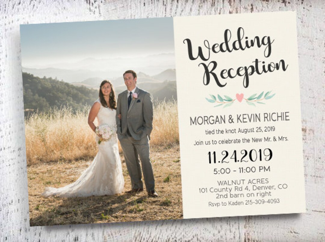 Modern Wedding Photo Save the Date Reception Elope Invitation Etsy