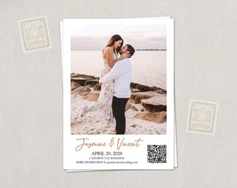 Wedding photo Cruise Travel save the date cards magnets invitations destination
