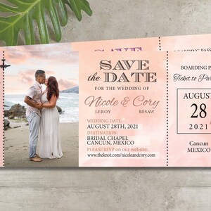 Boarding Pass Ticket Passport Wedding Save the Date Elope Invitation Card Magnet Destination Beach Travel burgundy navy