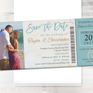 Boarding Pass Save the Date: Destination Wedding Invitation Magnet