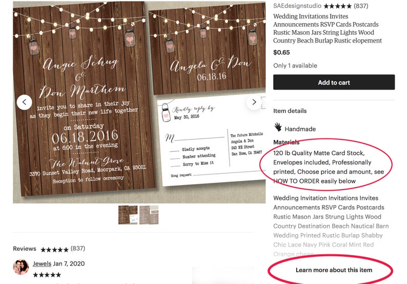 Rustic Lights Country Wedding Invitations RSVP Cards Postcards Mason Jars String Strung Lights Wood Country Beach Burlap Grey wood cheap Bild 6