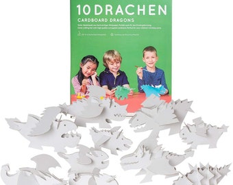 10 Cardboard Dragons | cardboard animals | craft kit | birthday party | tinker | sustainable toy | painting