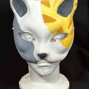 LOGOFUN 10 Pcs Cat Masks for Kids Therian Mask White Paper Blank