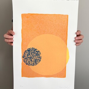 Limited edition screen print: gold, orange and deep blues artwork