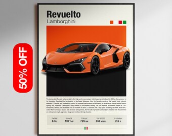 Decoración de pared con superdeportivos Lamborghini / Láminas de arte de coches exóticos modernos / Pósteres automovilísticos minimalistas para oficina o garaje / REGALO (IMPRESIÓN DIGITAL)