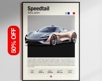 Decoración de pared con superdeportivos McLaren / Láminas de arte de coches exóticos modernos / Pósteres automovilísticos minimalistas para oficina o garaje / REGALO (IMPRESIÓN DIGITAL)