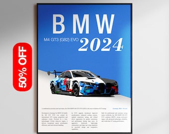 Arte mural de coches deportivos BMW, lámina de coches de lujo, decoración automovilística moderna, póster minimalista para garaje, regalo artístico para la habitación con temática de coches deportivos.