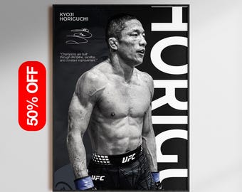 Póster de Kyoji Horiguchi, arte mural de luchador de MMA, lámina inspirada en la UFC, descarga digital de deportes de combate, decoración de artes marciales, póster ideal para aficionados a las peleas.