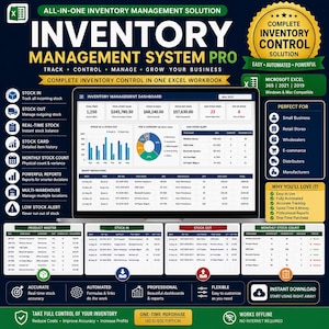 Inventory Management Excel Template | Small Business Dashboard (Digital Download)