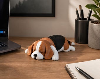Sleeping Beagle Desk Buddy, Beagle Dog Statue, Cute Puppy Decor, Gift for Beagle Owners, 3D Printed Figurine