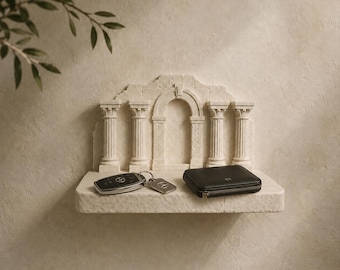 Roman Ruins Wall Shelf, Ancient Stone Arch Decor, Classical Display Ledge