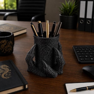 Pennenhouder in de vorm van een drakenklauw, Viking bureau-organizer, 3D-geprinte pennenhouder, fantasievolle kantoordecoratie, gotisch bureauaccessoire