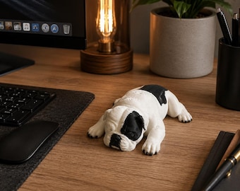 Sleeping English/ American Bulldog Figurine, Bulldog Desk Buddy, Cute Dog Decor, 3D Printed Puppy Statue, Nightstand Decor, Dog Lover Gift