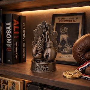 Bokshandschoenenbeeldje, cadeau voor boksers, decoratie voor vechtsporten, motiverende trofee, decoratie voor sportkamer, cadeau voor bokscoach, cadeau voor vechter