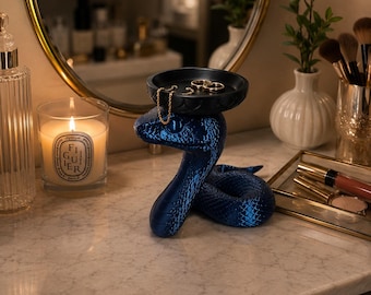 Snake Jewelry Holder, 3d Printed Cobra Ring Dish, Gothic Trinket Tray, Vanity Organizer, Snake Decor, Jewelry Organizer