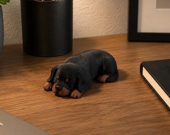 v, 3D Printed Dog Sculpture, Rottweiler Lover Gift, Cute Puppy Desk Decor
