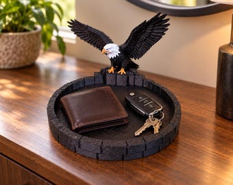 Bald Eagle Catch All Tray, 3d Printed Patriotic Key Holder & Desk Organizer, American Eagle Decor