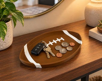 Football Shaped Catchall Tray, 3D Printed Game Day Snack Dish, Key Bowl & Desk Organizer, Football Fan Gift, Sports Room Decor