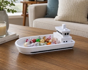 Boat Catchall Tray,  3d Printed Nautical Key Holder, Ship-Shaped Organizer, Coastal Home Decor, Entryway Coin Dish