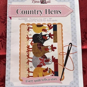 Red Hen Quilt Pattern – Farmhouse Table Runner Applique (Physical Paper)