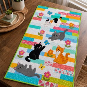 Purr Garden 03436D - Cat Garden Quilt Pattern – Applique & Patchwork Nursery Decor