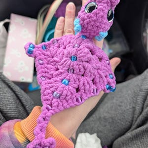 Crochet Dragon Plush Keychain | Sensory Beads, Kawaii Fidget Toy, Pocket Companion